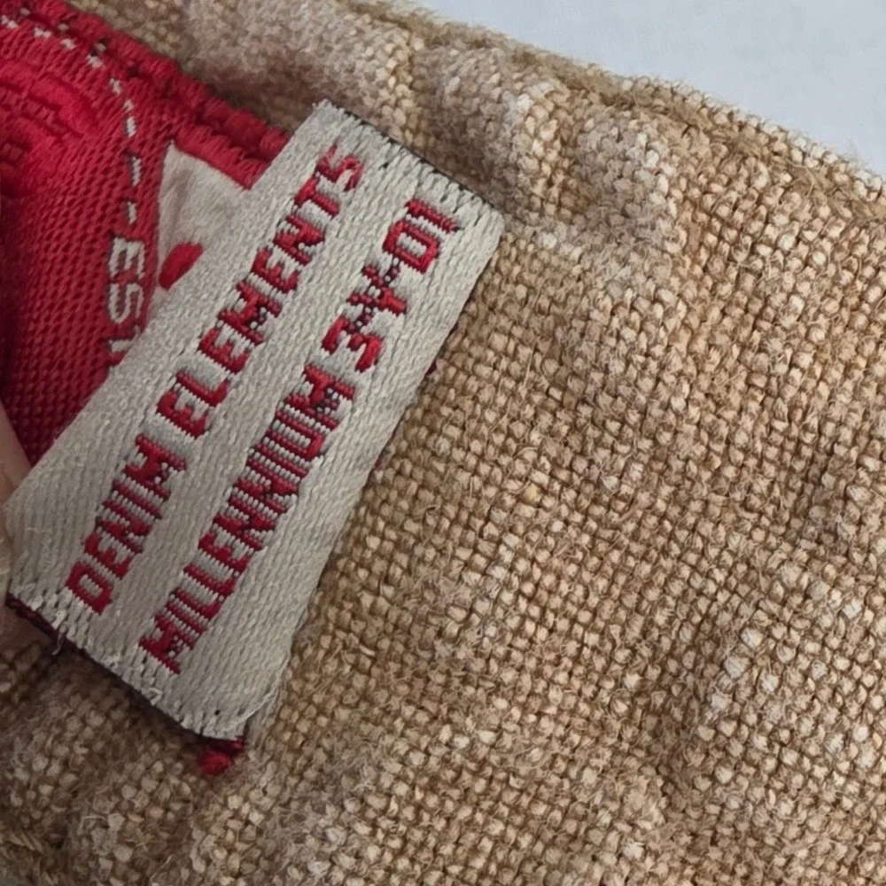 VTG Guess Jeans Mens 36x32 Tan 100% Linen Straight Leg Y2K Red Label 3-V-01